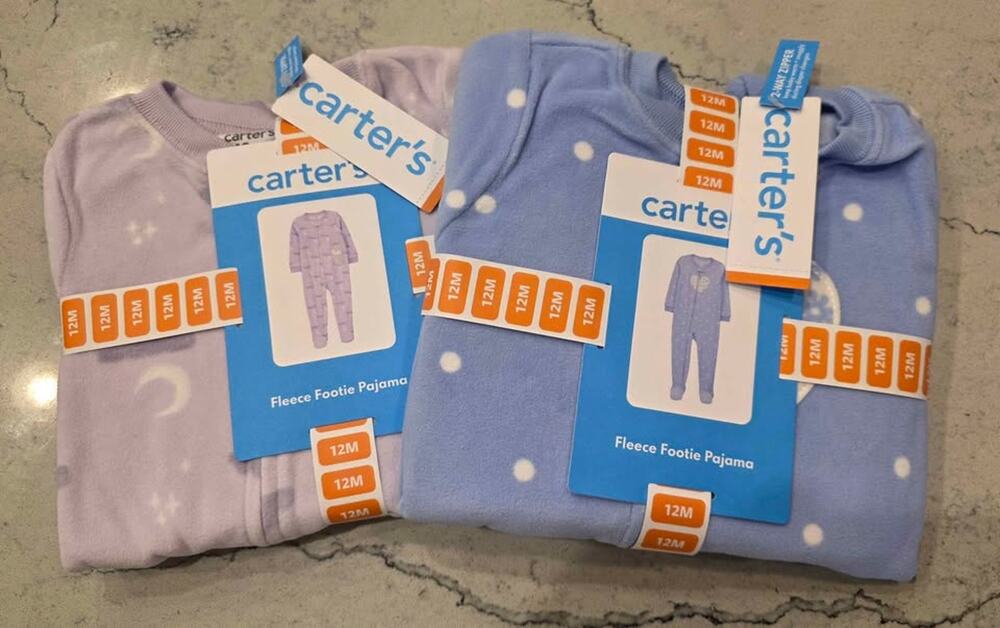 New Carter's Fleece Footie Pajamas Size 12M Set of 2